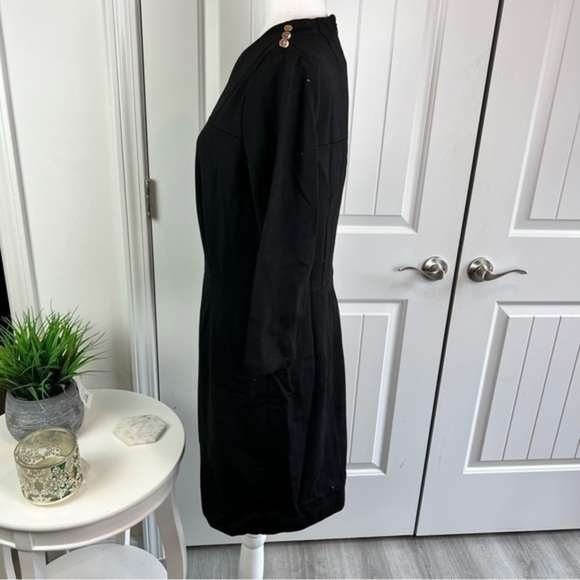 Tyler Boe Womens Sheath Dress Black Stretch Scoop Neck Back Zip Buttons M - Picture 6 of 12
